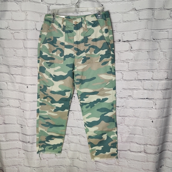 MOTHER Denim The Shaker Chop Crop Blue Green Camo Pants NWT Size 28 $218 - Picture 4 of 13